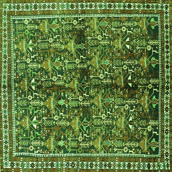 Ahgly Company Indoor Square Persian Green Traditional Area Rugs, 6' Square