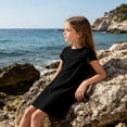 thumbnail image 5 of Grblisyd Dresses for Girls Kids Casual Crewneck Loose Short Sleeve Dress Solid Color Midi Dress 10-12 Years, 5 of 6