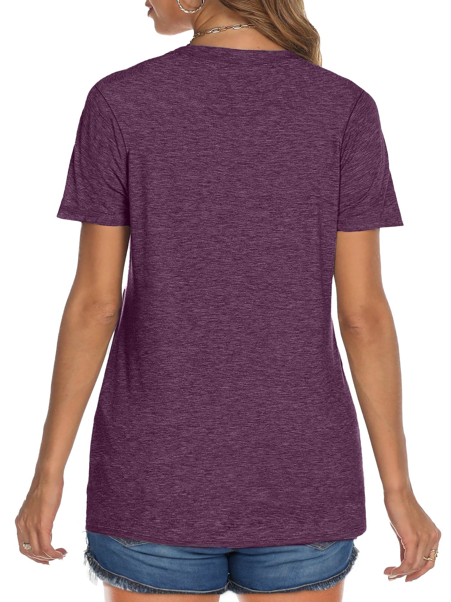 MOSHU Womens T-shirts Round Neck Shirts for Women Short Sleeve Loose Graphic Tees