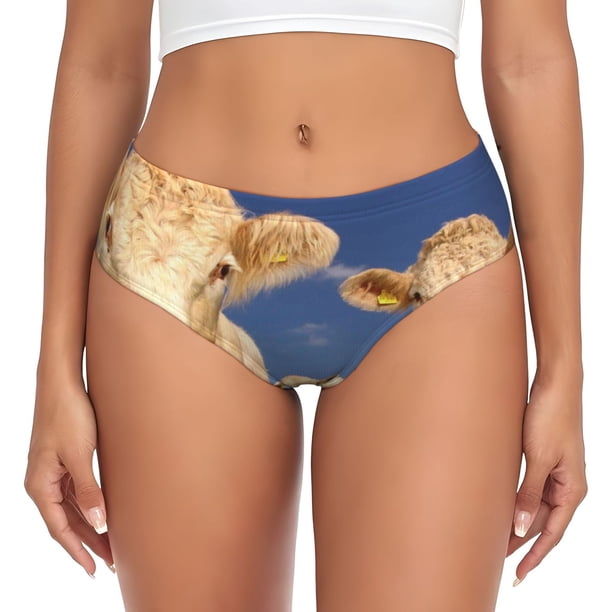 Balery Cows Cattles Ropa Interior de Algodón para Mujer con Dibujo – Braguitas Cómodas y Elásticas, Estilo Clásico-Large