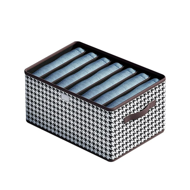 Mistaha Foldable Storage Box with Houndstooth Pattern and Handles - Modern Non-woven Fabric Organizer for Clothes, Shoes, Toys - Stackable and Waterproof - Ideal for Bedroom, Living Room, Closet -