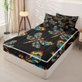 thumbnail image 2 of Erosebridal Bohemian Exotic Dragonfly Zipper Twin Comforter Sets with Fitted Sheet and 2 Pillowcases,Colorful Boho Exotic Style Zipper Bedding Set For Girls,Black Reversible,4-Piece, 2 of 7