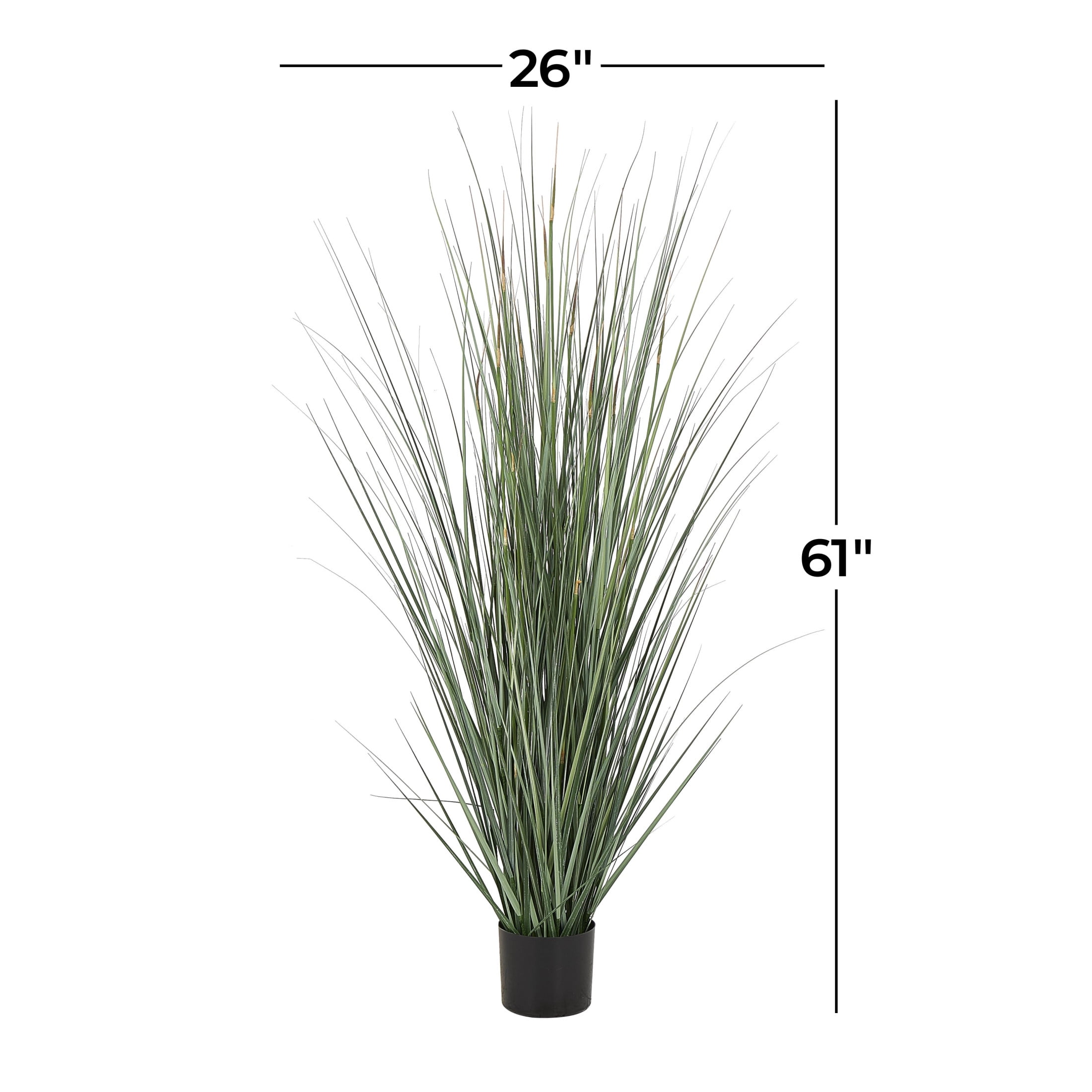 DecMode 61" Tall Artificial Onion Grass Plant in Black Plastic Pot