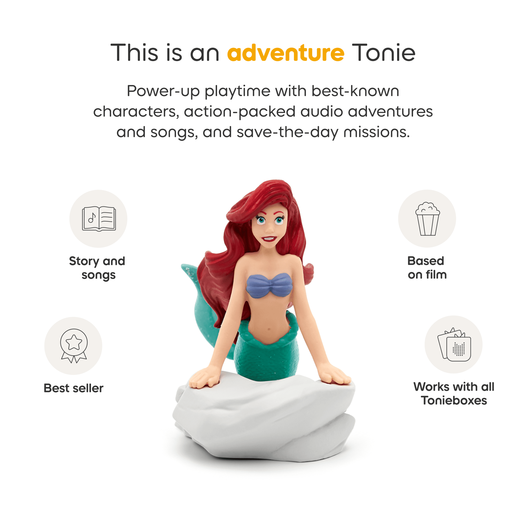 tonies Ariel from Disney's The Little Mermaid Audio Toy Figurine, Age Group 3+