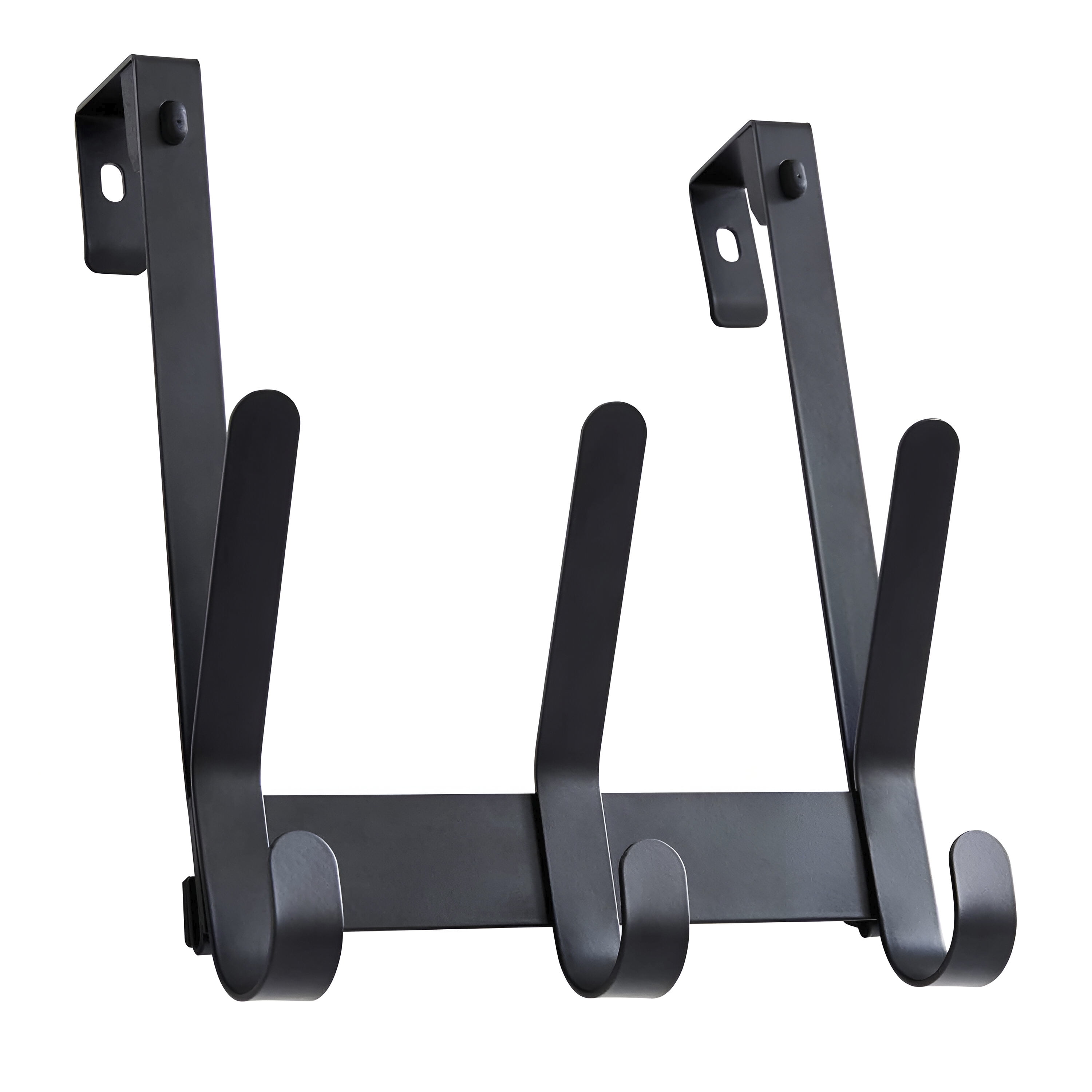 Better Homes & Gardens SnugFit Over-the-Door Hook Rack – 3 Double Hooks, Matte Black Steel