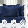 thumbnail image 4 of Royal Bath 1800 Series Twin Size Bed Sheet Set Soft Touch Embossed Stripes – Wrinkle Resistant & Machine Washable (Navy Blue), 4 of 4