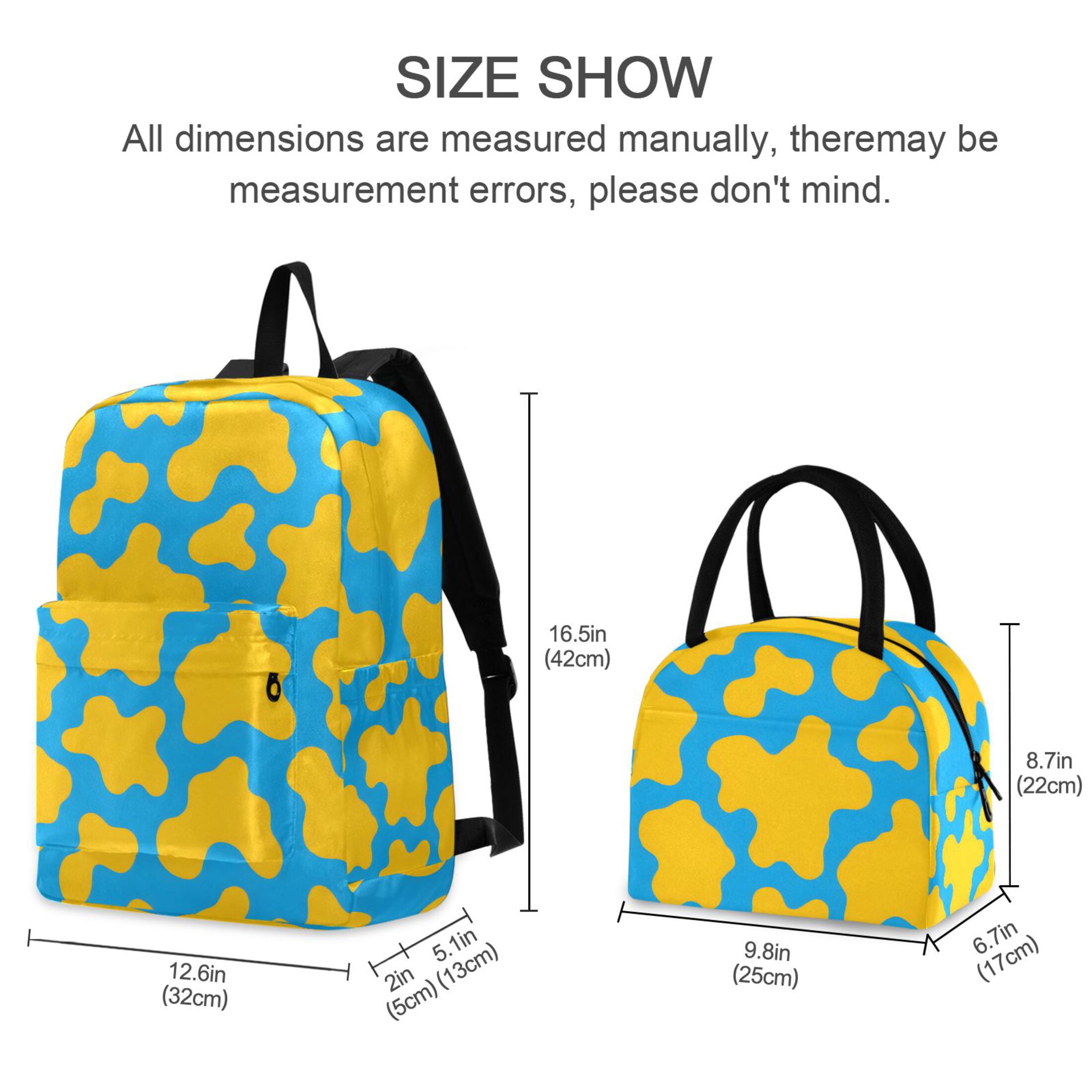 ALAZA Backpack Set Cow Print Elementary School Bags Student BookBag with Lunch Bag