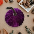 thumbnail image 6 of Premium Velvet Pumpkins Decor Set of 6 - Soft Stuffed Fall & Thanksgiving Table Centerpiece for Halloween, Autumn Home Decor，Purple, 6 of 6