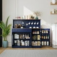thumbnail image 3 of HLR 48" Modern Wood Kitchen Pantry Cabinet, Coffee Bar with Drawer & Microwave Stand, Dining Room, Navy Blue, 3 of 7