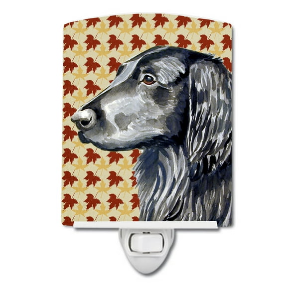 Caroline's Treasures LH9096CNL Flat Coated Retriever Fall Leaves Portrait Ceramic Night Light, 6x4x3", multicolor
