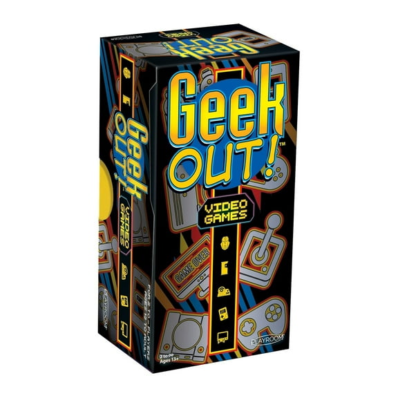 Playroom Entertainment - Geek Out! Video Game - Trivia Game for Friends and Family, The Game for Gamers! Fast Paced Card Game, Geek Out Against Friends and See Who Knows The Most About Video Games