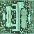 thumbnail image 1 of Ahgly Company Machine Washable Indoor Square Persian Turquoise Blue Traditional Area Rugs, 7' Square, 1 of 4