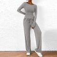 thumbnail image 2 of VISALY 2 Piece Lounge Set Sweatsuit Set Long Sleeve T Shirt Crop Tops Tank Tops Wide Leg Pants Travel Outfits Fashion Casual Sweatshirt Workout Sets Gy2 M, 2 of 4