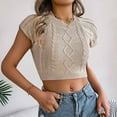 thumbnail image 6 of jtjvou Summer Cropped Sweater Vest Cable Knit Crop Top Trendy Cap Sleeve Crop Tank Tops Yellow S, 6 of 8