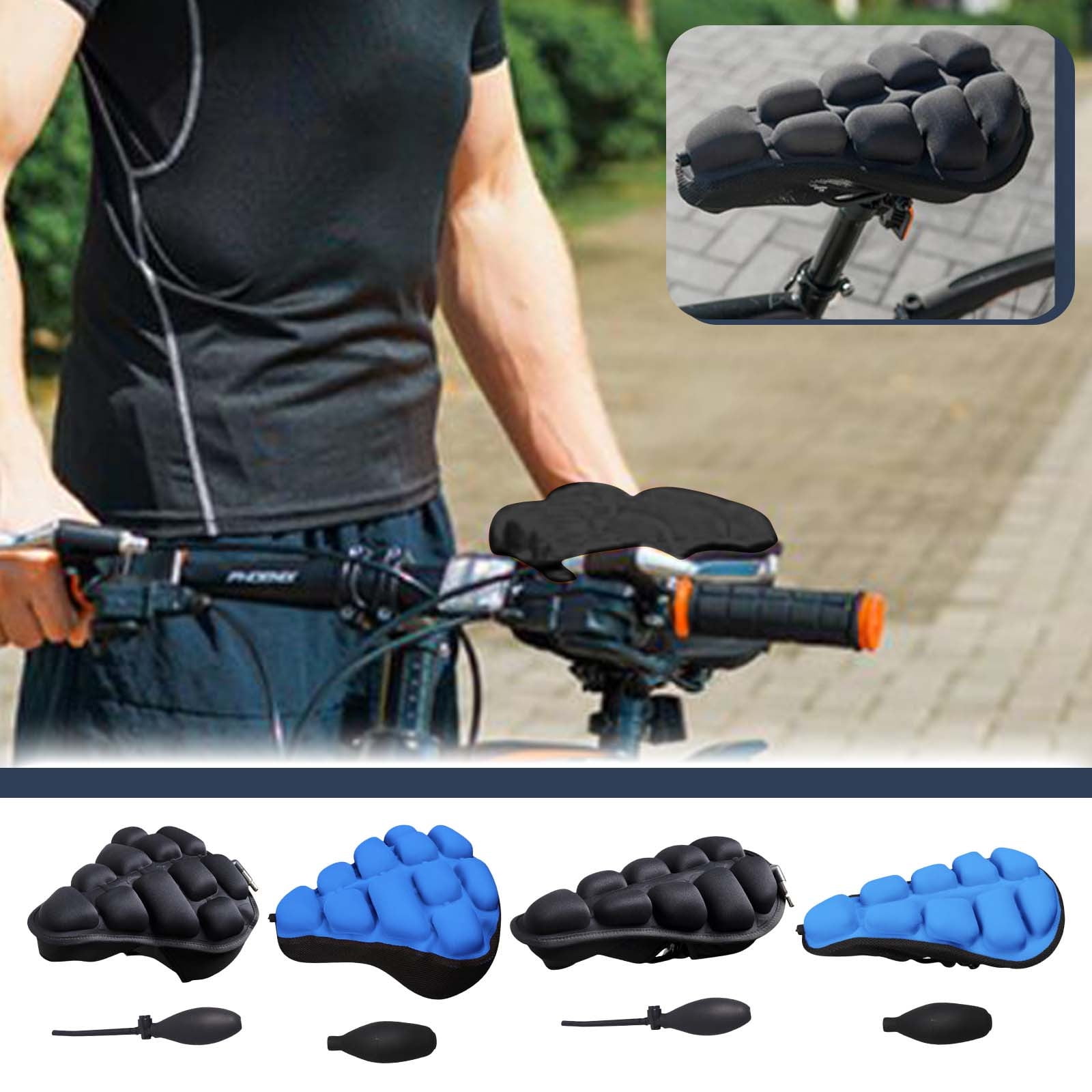 New Release Electric bike seat Universal Bicycle Seat Cushion Inflatable Seat Cushion Cover Portable Mini Anti shock To Reduce Pressure with Inflatable Cylinder Spin bike seat Walmart