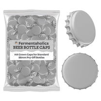 Silver Bottle Caps - Oxygen Absorbing - Standard Size - 26 mm - Pry-Off Crown Beer Cap