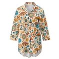 thumbnail image 4 of Xoenoiee Boho Mandala Mushroom Print Womens Modern Swimsuit Cover Up Button Down Shirt Dresses Tops V Neck Loose Bathing Suit Casual Blouse Resort Wear, Size S, 4 of 7