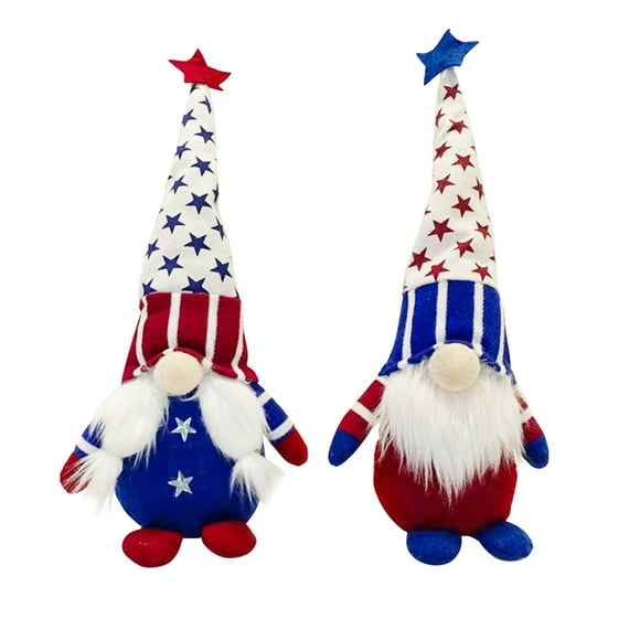 Matoen11 4th of July Patriotic Gnomes Tomte Set of 2 for American Independence Day Gift Stars Stripes Household Ornaments Kitchen Tiered Tray Decorations