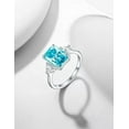 thumbnail image 2 of Emerald & Trillion Cut Lab-Created Swiss Blue Topaz and Moissanite Solitaire Ring in 925 Sterling Silver for Her - Elegant Engagement or Anniversary Gift, 2 of 4