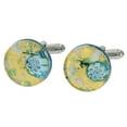 thumbnail image 3 of GlassOfVenice Murano Glass Venetian Classic Round Cufflinks - Aqua Gold, 3 of 5