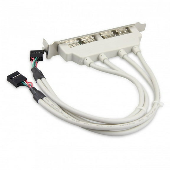 JSER PCI-E 4 Ports USB 2.0 Female Screw to Motherboard 9pin Header Cable with Bracket
