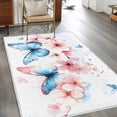 thumbnail image 2 of Butterfly Floral Area&nbsp;Rug 4x6ft Watercolor Pink Blue Flower Butterflies Non-Slip&nbsp;Washable Square&nbsp;Rugs Soft Felt Indoor Floor Mat for Bedroom Kitchen Living Room Bathroom, 2 of 9