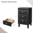 thumbnail image 3 of Costway Table de Chevet Table d'Appoint avec 3 Tiroirs pour Chambre Salon Noir, 3 of 10