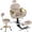 Gray-Gold, variant on KIGOTY Pedicure Chair No Plumbing, 360° Swivel Hydraulic Adjustable Pedicure Station with Stool, Lumbar Pillow , Footrest for Nail Salon, Pink-Gold