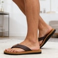 thumbnail image 2 of Aihuaihua Men's Wide Flip Flop with Orthotic Arch Support Athletic Slide Thong Sandals for Men Soft Cushion Footbed Brown, 2 of 7