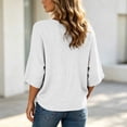 thumbnail image 2 of Linen Tops for Women Split V Neck Blouses Womens Loose Fit Casual Tshirts 3/4 Length Sleeve Solid Blouses Women Trendy Summer Outfits, 2 of 6
