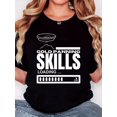 thumbnail image 1 of Women's T-shirt, "Black and White Gold Rush Progress Skills White" print, retro minimalist fashion, crew neck, casual and comfortable, sports short-sleeved T-shirt, 1 of 6