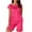 Hot Pink, variant on FAIWAD Womens Satin Pajama Sets Ruffle Hem Short Sleeve Tops with Shorts Pjs Set Casual Sleepwear Soft Loungewear
