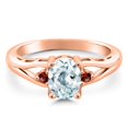 thumbnail image 3 of Gem Stone King 18K Rose Gold Plated Silver Sky Blue Aquamarine and Red Garnet 3 Stone Engagement Ring for Women | 1.30 Cttw | Oval 8X6MM | Round 2MM | Gemstone March Birthstone | Size 7, 3 of 6