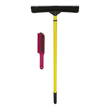 FURemover Original Indoor Pet Hair Rubber Broom and Pet Hair Remover Lint Brush Set  Colors May Vary FURemover Broom and Brush Combo