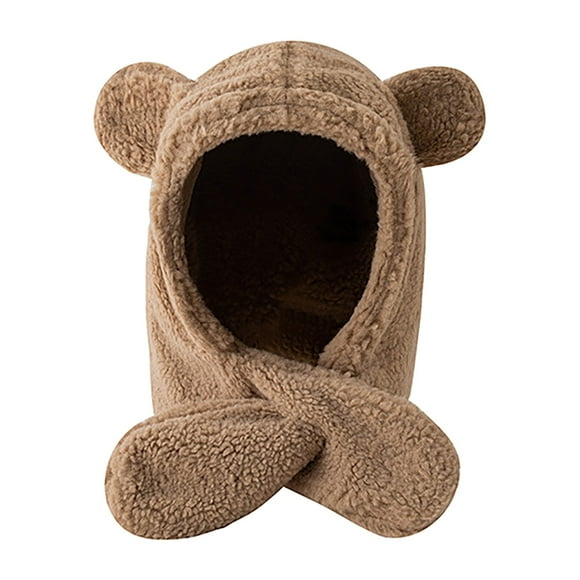 Winter Cartoon Bear Ears Hat Velvet Thickened Integrated Hat Hat Men Leather