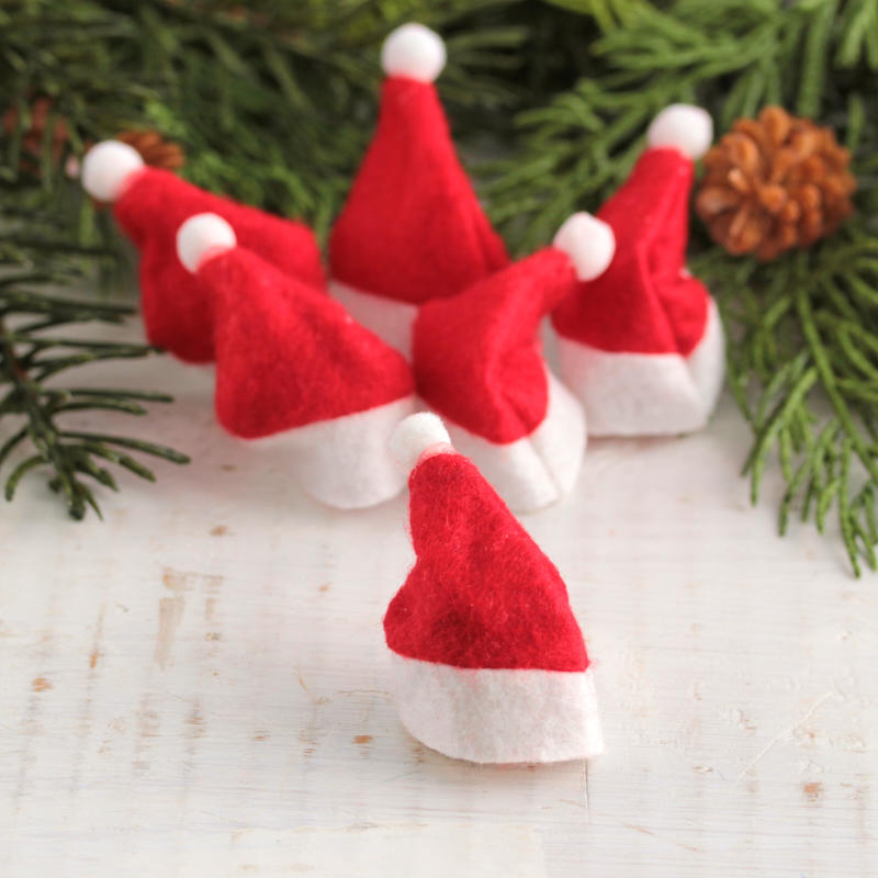 miniature felt santa hats