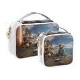 thumbnail image 2 of Cat Boat Sea Clear Cosmetic Bags with Handles PVC Toiletry Bags Zipper Waterproof Portable for Traveling 2 Pcs, 2 of 7