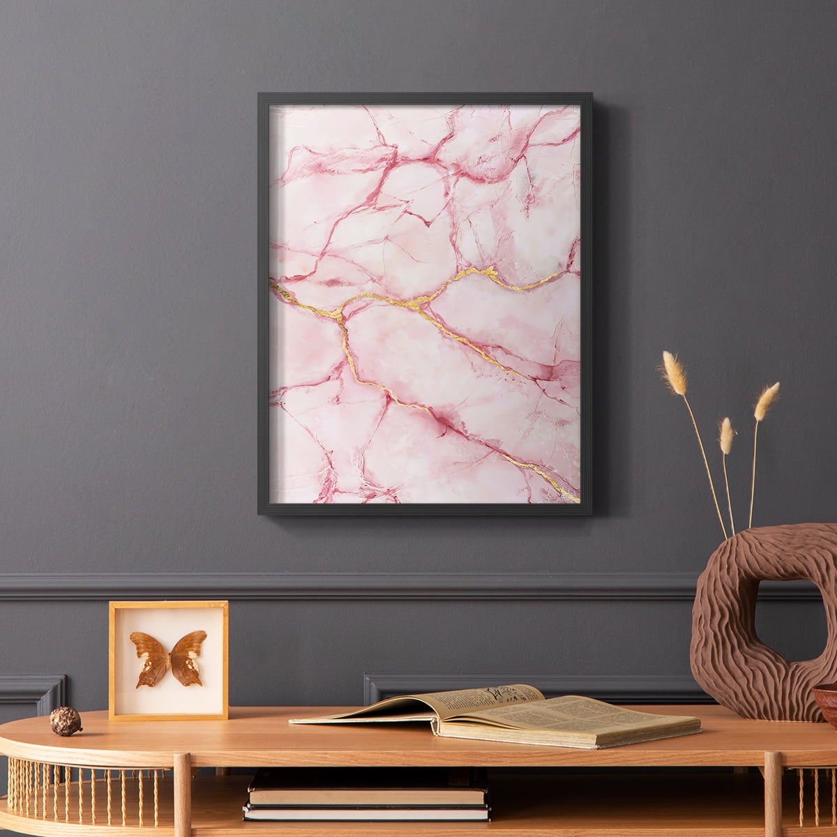 Rose Marble II in Black Solid Wood 22 x 28 Framed Print