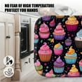 thumbnail image 5 of 4 Pack Pot Holders,Kitchen Essential, Potholder Set,Colorful Cupcakes On A Black Background, 5 of 6