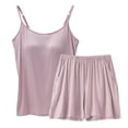 thumbnail image 2 of Hrsba Sleeveless Cami Tops with Built in Bra and Pocket Shorts Solid Color 2 Piece Outfits for Women Summer Loungewear, 2 of 4