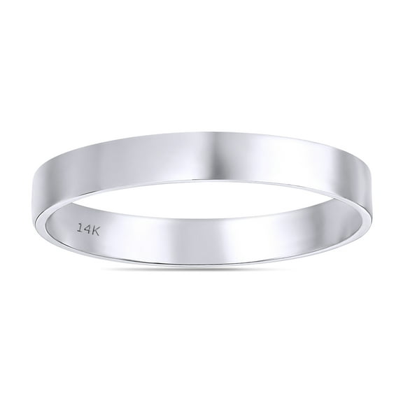 3MM Width Comfort Fit Plain Wedding Band Ring For Men and Women In 14K Solid White Gold Size 4