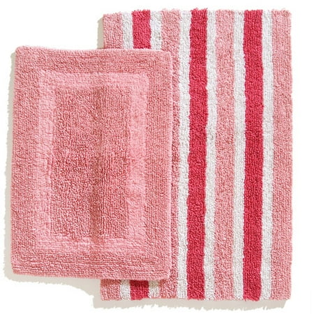 Reversible Stripe 2-Piece Rug Set, Pink