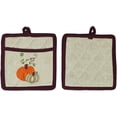 thumbnail image 4 of Serafina Home Fall Thanksgiving Kitchen Gift Set: Two Farmhouse Plaid Check Towels and Two Matching Pot Holders Cute Enjoy! Design, 4 of 4