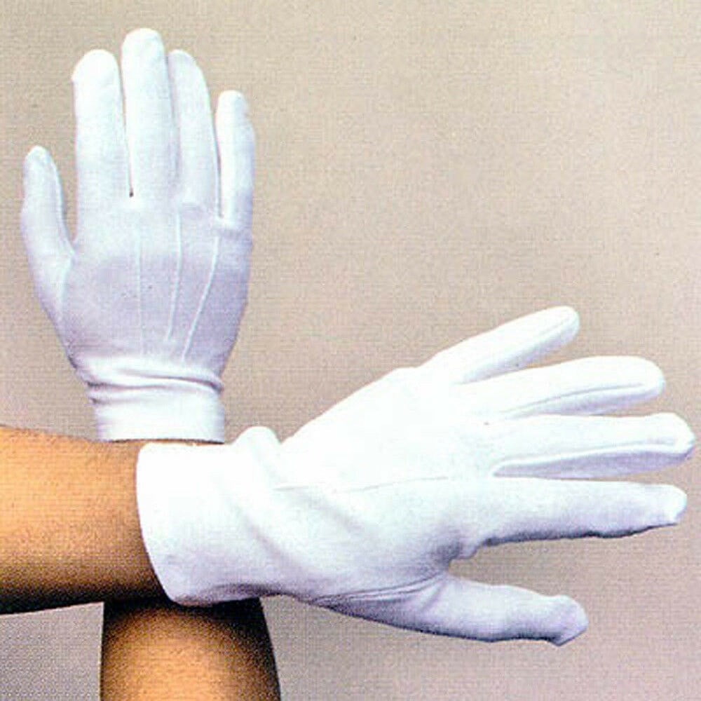 Banian Trading Men's White Cotton Dress Gloves Wedding Gloves Wrist