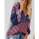 thumbnail image 1 of Blusa informal para mujer transpirable agradable a la piel cómoda con estampado floral con cordón cuello en V para ir de compras a la oficina ANGGREK Otros, 1 of 5
