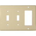 thumbnail image 1 of Stainless Steel Metal Wall Plates 3 Gang 2 Toggle 1GFCI Ivory, 1 of 1