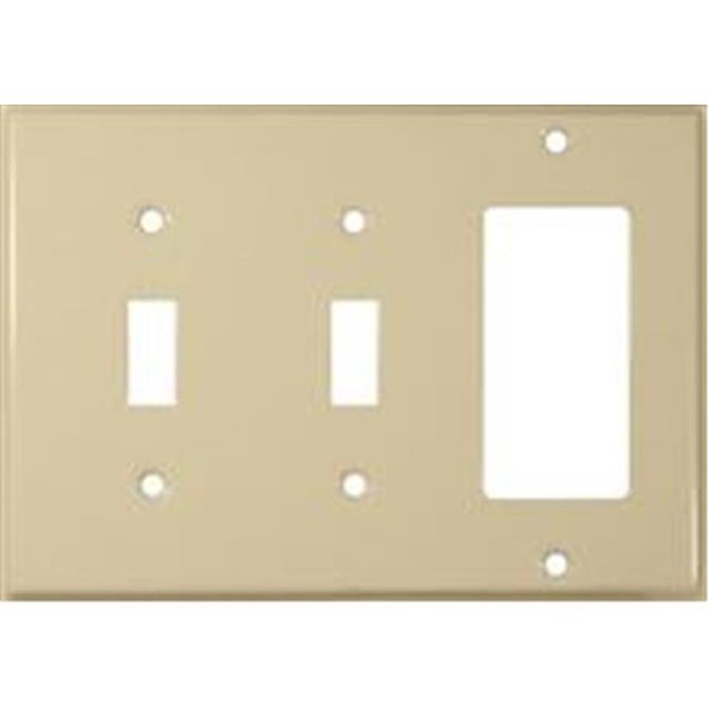 Stainless Steel Metal Wall Plates 3 Gang 2 Toggle 1GFCI Ivory