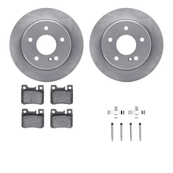 Dynamic Friction Company Rear Brake Rotors with 5000 Euro Ceramic Brake Pads includes Hardware 6612-63190