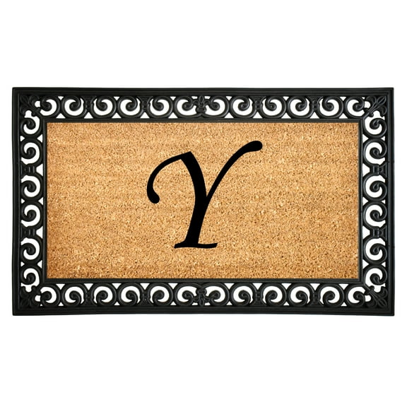 Calloway Mills Coir/Rubber Gabriel Monogram Doormat, 18" x 30" (Letter Y)