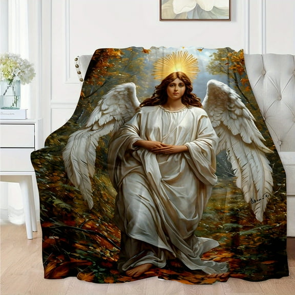 Cozy Angel Print Flannel Throw Blanket Soft Lightweight & Versatile for Home Office and Outdoor Camping Perfect All-Season Gift Angel Print Fleece Blanket Soft Versatile